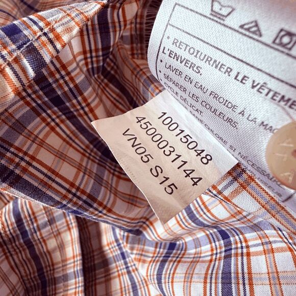 Ariat Men's Pro Series Plaid Short Sleeve Button Up Shirt Orange Blue Sz Medium - Picture 5 of 9